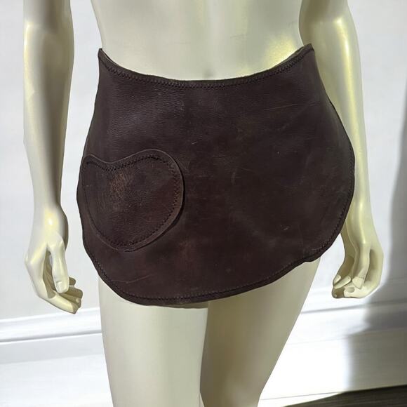 Handmade Brown Leather Half Apron Waist Work Utility Workshop Artisan Server - Picture 1 of 13
